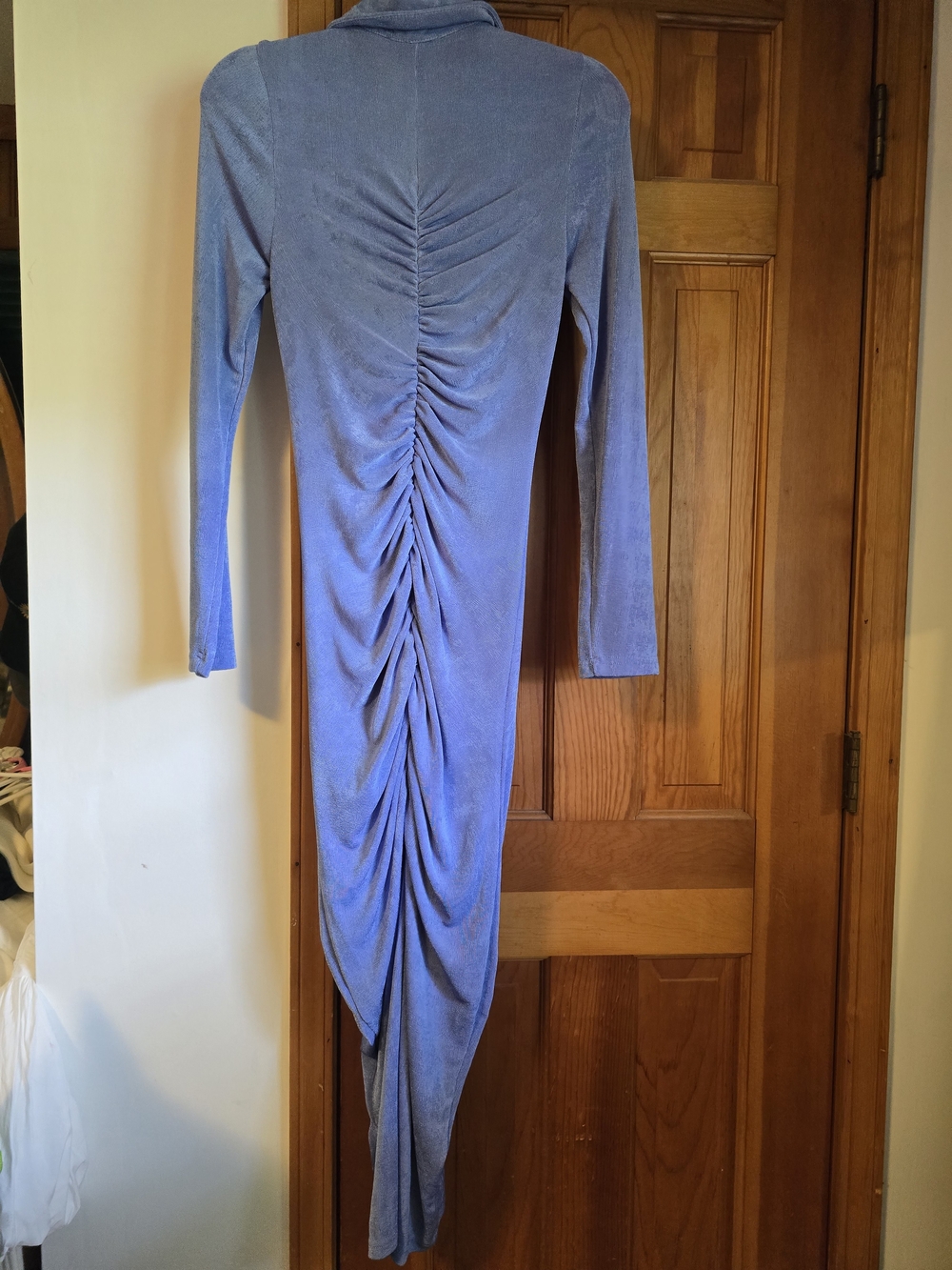 Akira Lavender Ruched Button-Front Long Sleeve Dress - Picture 14 of 16